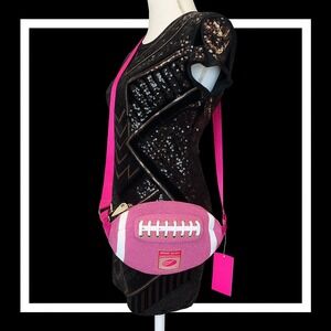 Betsey Johnson Pink Rhinestone Football Crossbody Bag NWT Rare‎ Limited